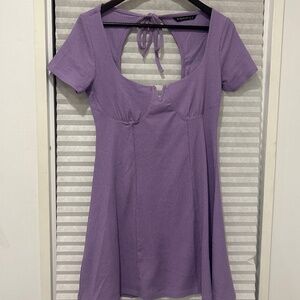 Purple Backless Mini Dress
